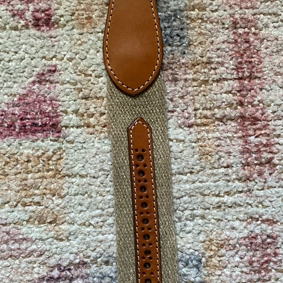 NWOT Men's Lands End 506 brass buckle leather & Fabric belt size 34 made in USA - Picture 5 of 8